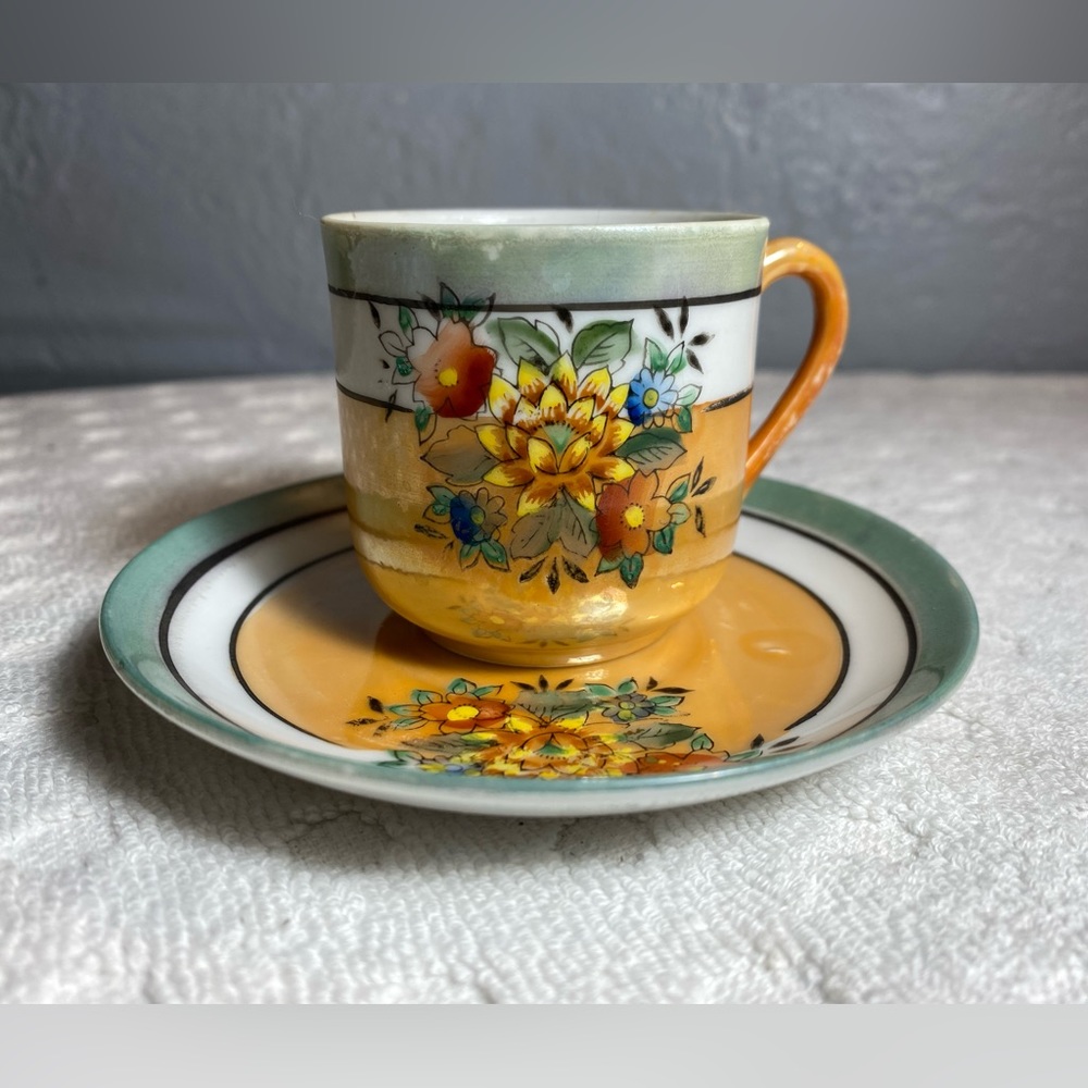 Fine Bone China Teacup and Saucer from Occupied Japan